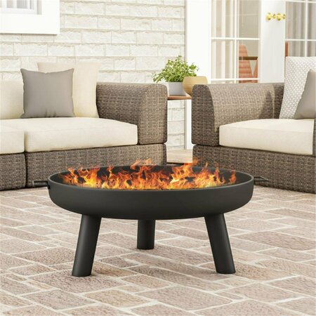 GRILLGEAR 27.5 in. Raised Steel Bowl for Above Ground Wood Burning Black GR3238693